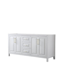 Load image into Gallery viewer, Wyndham Collection WCV252572DWGCXSXXMXX Daria 72 Inch Double Bathroom Vanity in White, No Countertop, No Sink, Brushed Gold Trim
