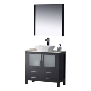 Blossom 001 36 02 V M Sydney 36 Inch Vanity with Ceramic Vessel Sink & Mirror - Espresso