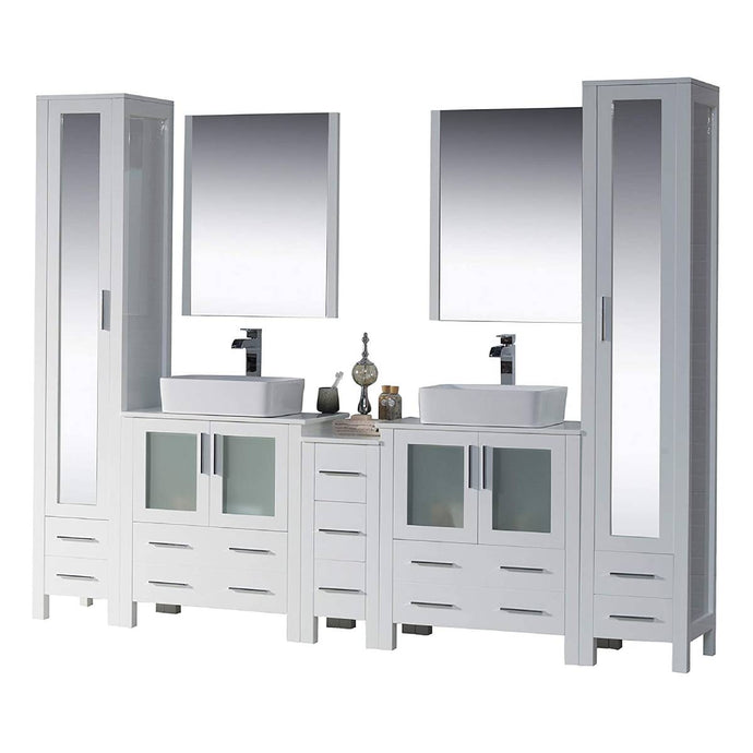 Blossom 001 102 01 V M Sydney 102 Inch Vanity with Ceramic Double Vessel Sinks & Mirrors - White