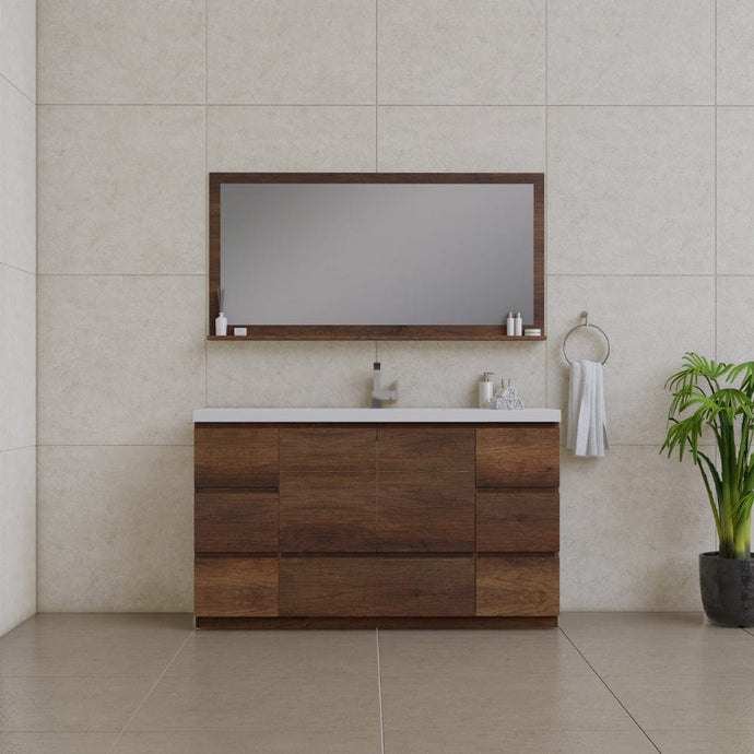 Alya Bath AB-MOA60S-RW Paterno 60 inch Single Modern Freestanding Bathroom Vanity, Rosewood