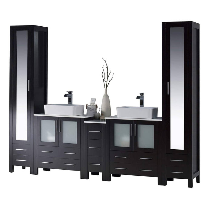 Blossom 001 102 02 V Sydney 102 Inch Vanity with Ceramic Double Vessel Sinks - Espresso