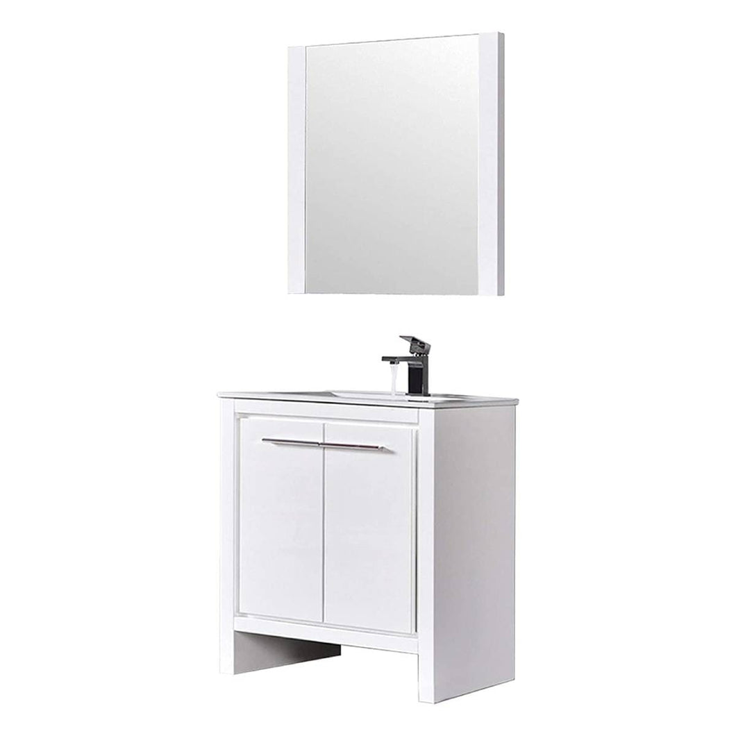 Blossom 014 30 01 C M Milan 30 Inch Vanity with Ceramic Sink & Mirror - White