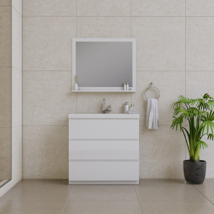 Alya Bath AB-MOA36-W Paterno 36 inch Modern Freestanding Bathroom Vanity, White