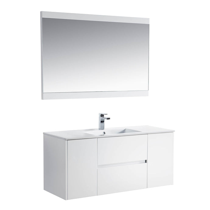 Blossom 016 48 01S C M Valencia 48 Inch Single Vanity with Ceramic Sink & Mirror - White