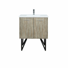 Load image into Gallery viewer, Lexora LLC30SKSOS000FRG Lancy 30&quot; Rustic Acacia Bathroom Vanity, White Quartz Top, White Square Sink, and Labaro Rose Gold Faucet Set