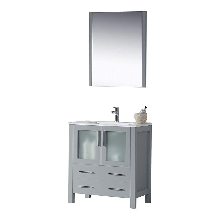 Blossom 001 30 15 C M Sydney 30 Inch Vanity with Ceramic Sink & Mirror - Metal Grey