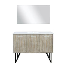 Load image into Gallery viewer, Lexora LLC48SKSOSM43 Lancy 48&quot; Rustic Acacia Bathroom Vanity, White Quartz Top, White Square Sink, and 43&quot; Frameless Mirror