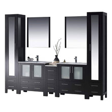 Load image into Gallery viewer, Blossom 001 102 02 C M Sydney 102 Inch Vanity with Ceramic Double Sinks &amp; Mirrors - Espresso