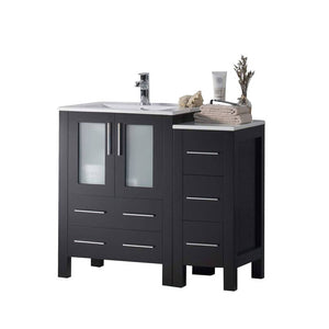 Blossom 001 36S 02 C Sydney 36 Inch Vanity with Ceramic Sink & Side Cabinet - Espresso