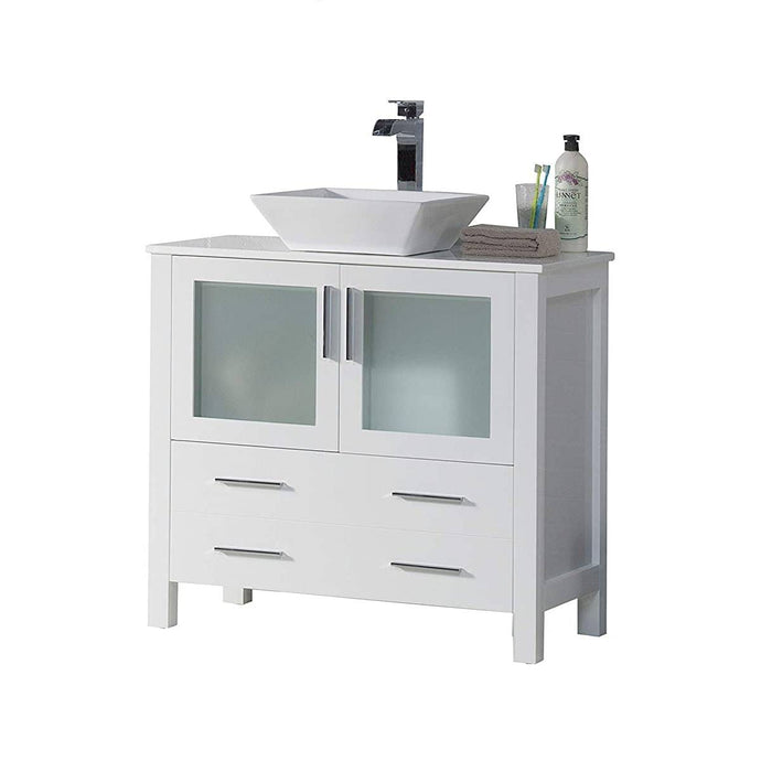 Blossom 001 36 01 V Sydney 36 Inch Vanity with Ceramic Vessel Sink - White