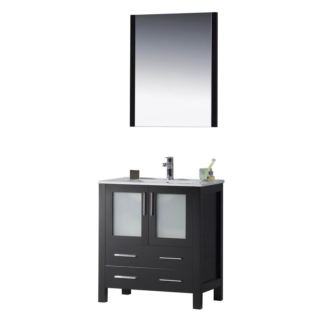 Blossom 001 30 02 C M Sydney 30 Inch Vanity with Ceramic Sink & Mirror - Espresso