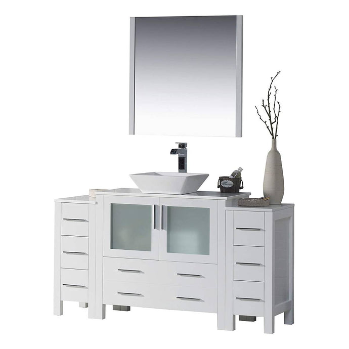 Blossom 001 60S2 01 V M Sydney 60 Inch Vanity with Ceramic Vessel Sink & Mirror - White