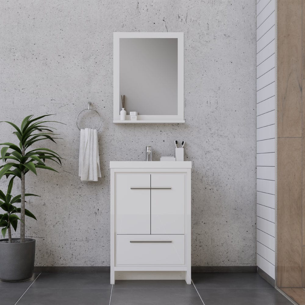 24 inch Small Bathroom Vanity White Color with Storage (24Wx18.5Dx35H)  CF2822V24W