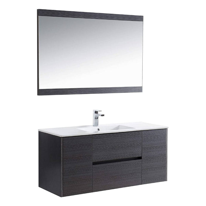 Blossom 016 48 16S C M Valencia 48 Inch Single Vanity with Ceramic Sink & Mirror - Silver Grey