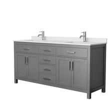 Load image into Gallery viewer, Wyndham Collection WCG242472DKGWCUNSMXX Beckett 72 Inch Double Bathroom Vanity in Dark Gray, White Cultured Marble Countertop, Undermount Square Sinks, No Mirror