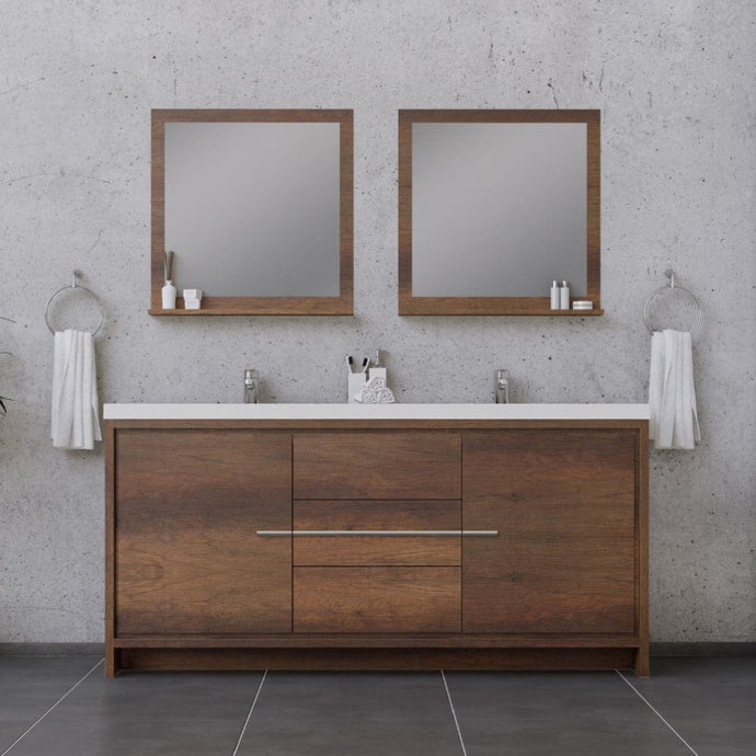 Alya Bath AB-MD672-RW Sortino 72 inch Modern Bathroom Vanity, Rosewood