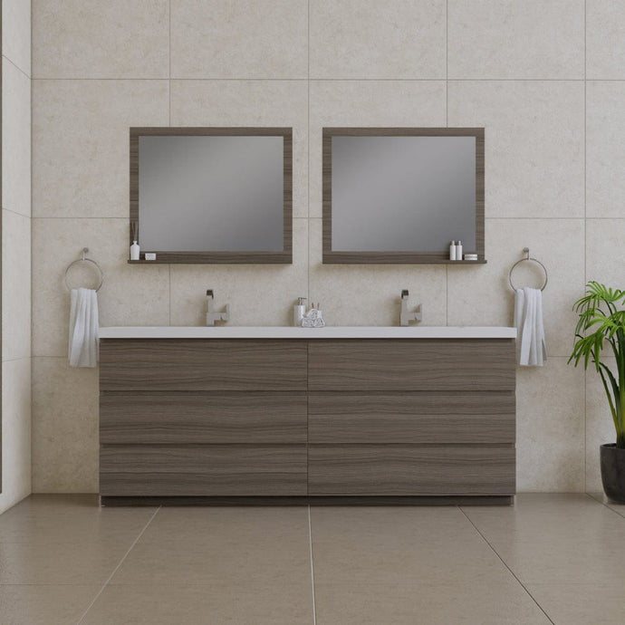 Alya Bath AB-MOA84D-G Paterno 84 inch Modern Freestanding Bathroom Vanity, Gray