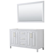 Load image into Gallery viewer, Wyndham Collection WCV252560DWGCXSXXM58 Daria 60 Inch Double Bathroom Vanity in White, No Countertop, No Sink, 58 Inch Mirror, Brushed Gold Trim