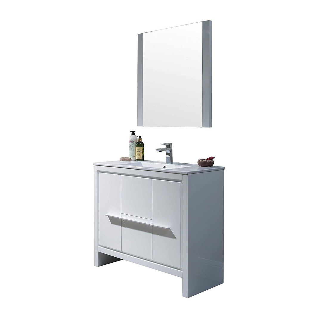 Blossom 014 36 01 C M Milan 36 Inch Vanity with Ceramic Sink & Mirror - White