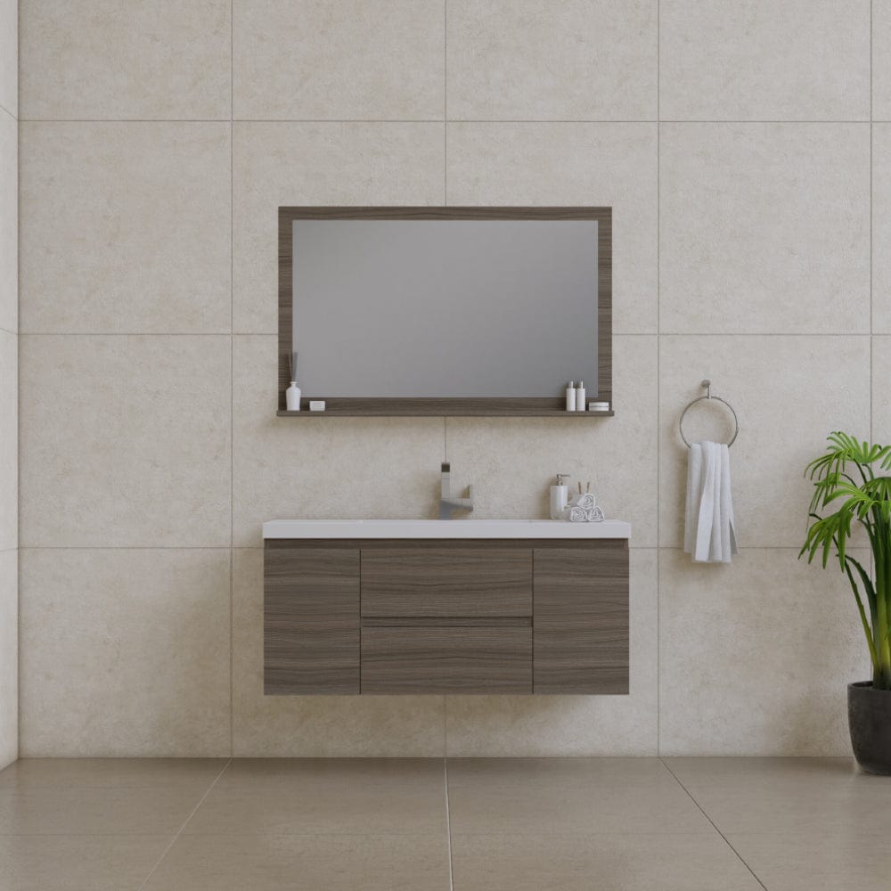 Alya Bath AB-MOF48-G Paterno 48 inch Modern Wall Mounted Bathroom Vanity, Gray