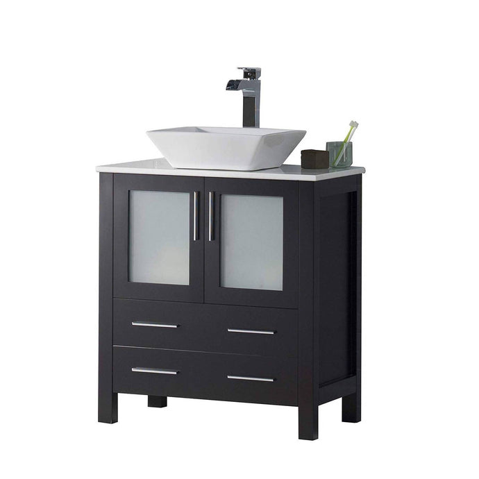 Blossom 001 30 02 V Sydney 30 Inch Vanity with Ceramic Vessel Sink - Espresso