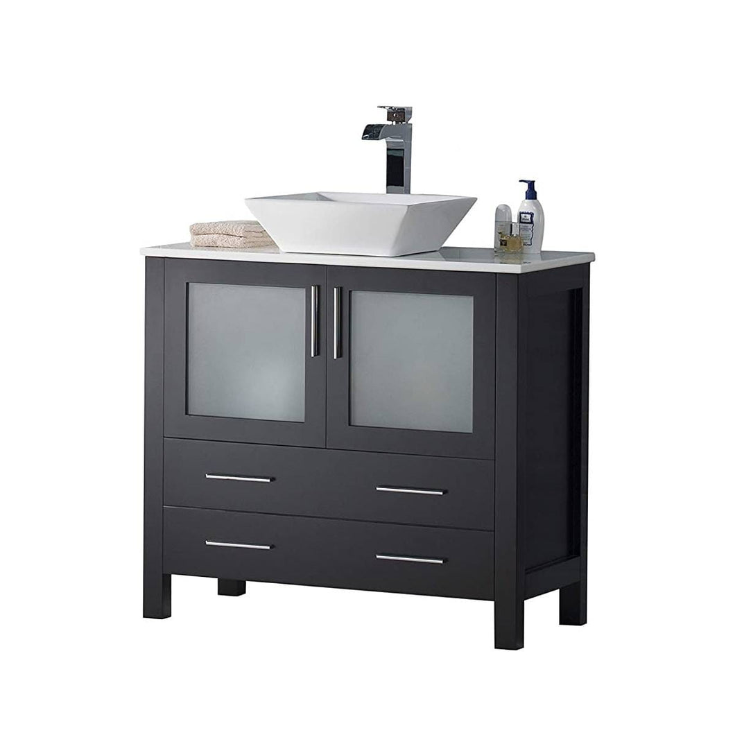 Blossom 001 36 02 V Sydney 36 Inch Vanity with Ceramic Vessel Sink - Espresso