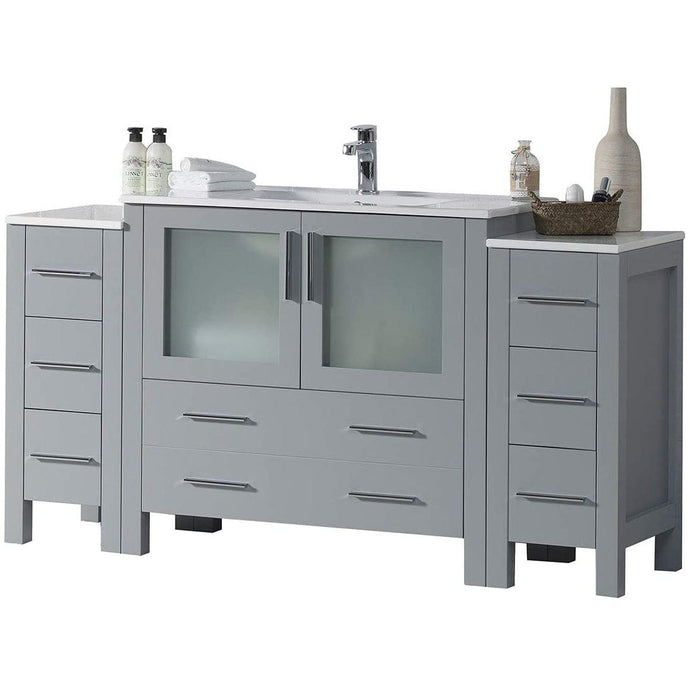 Blossom 001 60S2 15 C Sydney 60 Inch Vanity with Ceramic Sink - Metal Gray