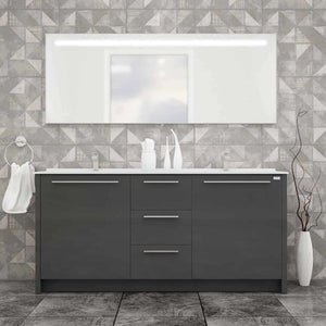Casa Mare Nona 60" Glossy Gray Modern Double Sink Freestanding Bathroom Vanity and Sink Combo - NONA152GG-60-MSC