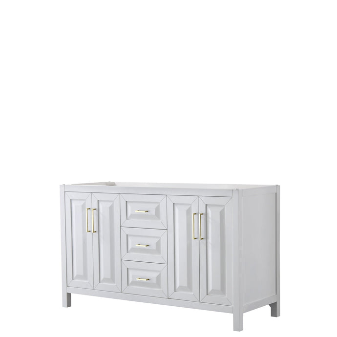 Wyndham Collection WCV252560DWGCXSXXMXX Daria 60 Inch Double Bathroom Vanity in White, No Countertop, No Sink, Brushed Gold Trim