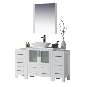 Blossom 001 54 01 V M Sydney 54 Inch Vanity with Ceramic Vessel Sink & Mirror - White