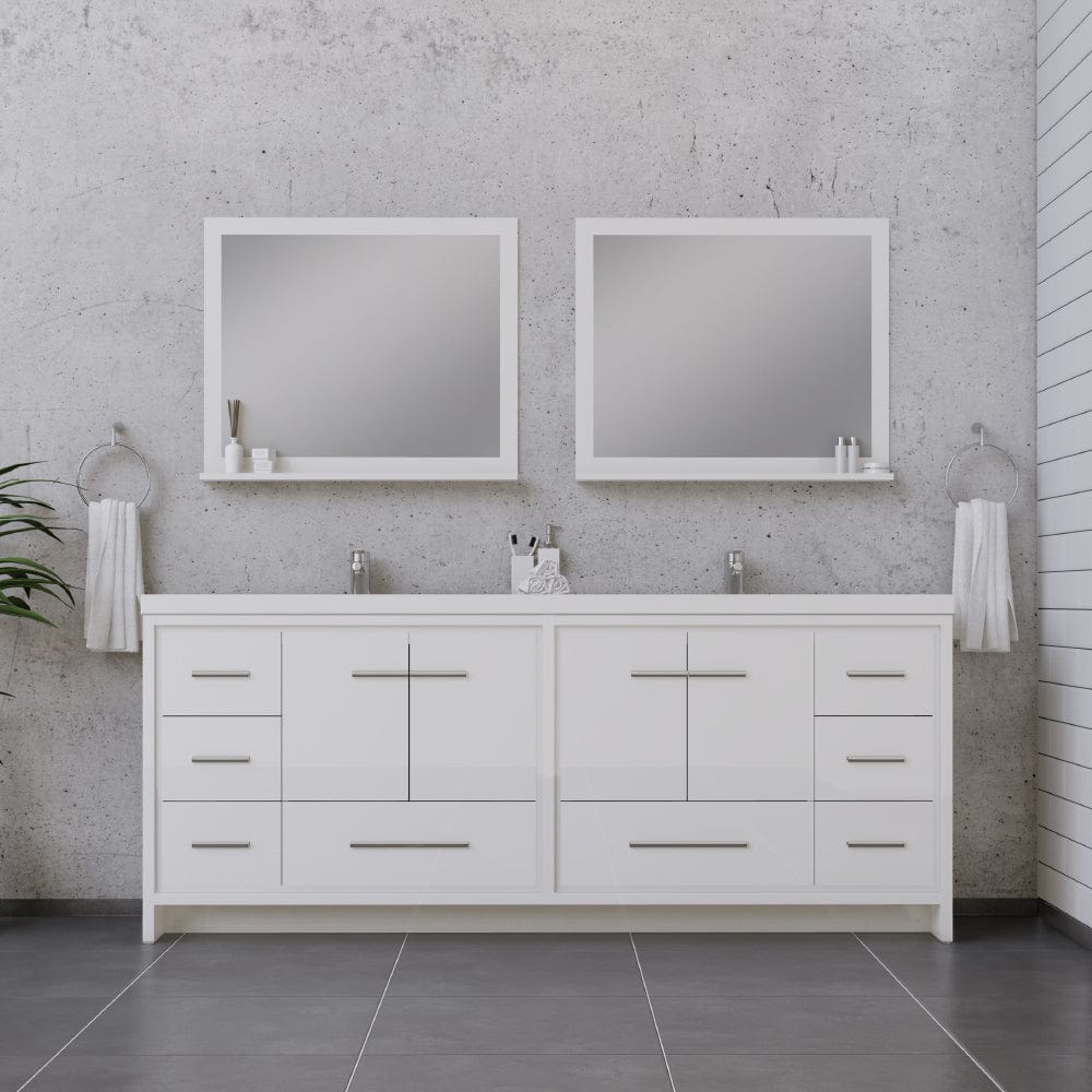 Alya Bath AB-MD684-W Sortino 84 inch Modern Bathroom Vanity, White
