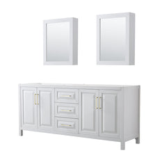Load image into Gallery viewer, Wyndham Collection WCV252580DWGCXSXXMED Daria 80 Inch Double Bathroom Vanity in White, No Countertop, No Sink, Medicine Cabinets, Brushed Gold Trim
