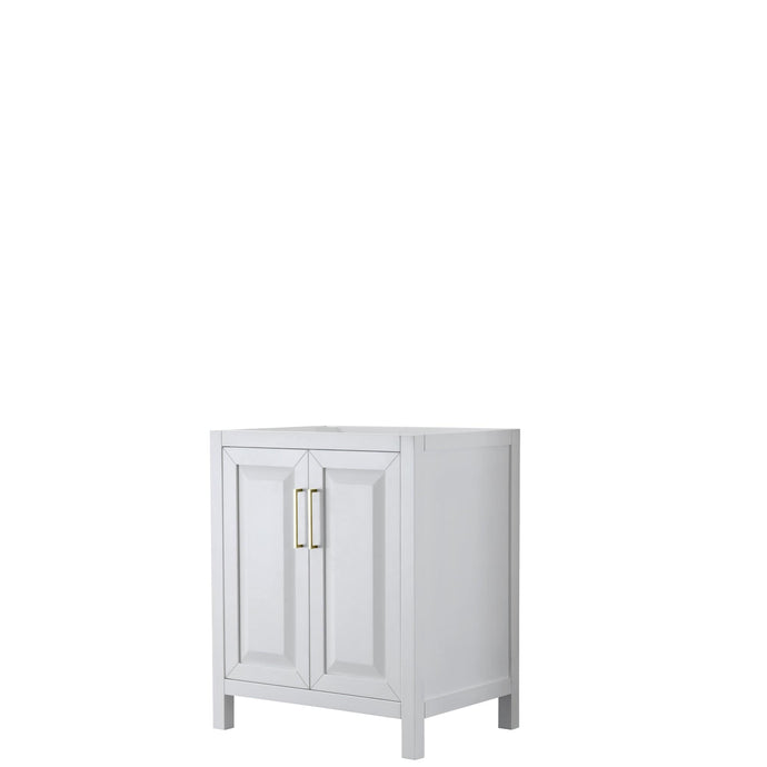 Wyndham Collection WCV252530SWGCXSXXMXX Daria 30 Inch Single Bathroom Vanity in White, No Countertop, No Sink, Brushed Gold Trim
