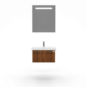 Casa Mare Aspe 24" Matte Walnut Bathroom Vanity and Ceramic Sink Combo - ASPE60MW-24-MSC