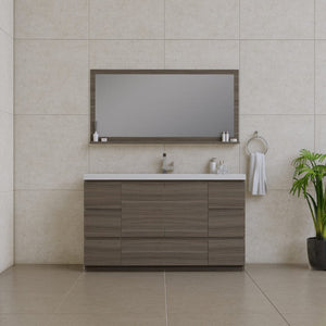 Alya Bath AB-MOA60S-G Paterno 60 inch Single Modern Freestanding Bathroom Vanity, Gray