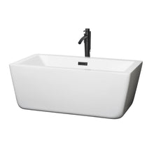 Load image into Gallery viewer, Wyndham Collection WCOBT100559MBATPBK Laura 59 Inch Freestanding Bathtub in White with Floor Mounted Faucet, Drain and Overflow Trim in Matte Black