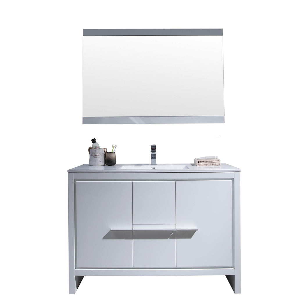 Blossom 014 48 01S C M Milan 48 Inch Vanity with Ceramic Single Sink & Mirror - White