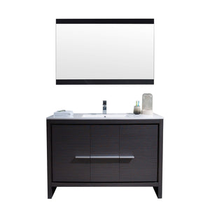 Blossom 014 48 16S C M Milan 48 Inch Vanity with Ceramic Single Sink & Mirror - Silver Grey