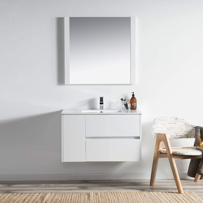 Blossom 016 36 01 C M Valencia 36 Inch Vanity with Ceramic Sink & Mirror - White