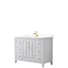 Load image into Gallery viewer, Wyndham Collection WCV252548SWGWCUNSMXX Daria 48 Inch Single Bathroom Vanity in White, White Cultured Marble Countertop, Undermount Square Sink, Brushed Gold Trim