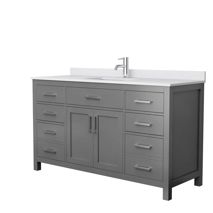 Wyndham Collection WCG242460SKGWCUNSMXX Beckett 60 Inch Single Bathroom Vanity in Dark Gray, White Cultured Marble Countertop, Undermount Square Sink, No Mirror