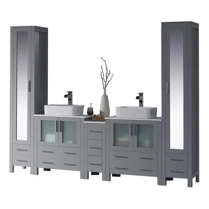 Blossom 001 102 15 V Sydney 102 Inch Vanity with Ceramic Double Vessel Sinks - Metal Gray