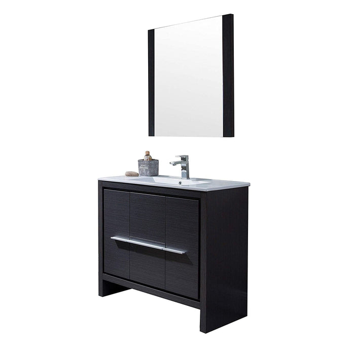 Blossom 014 36 16 C M Milan 36 Inch Vanity with Ceramic Sink & Mirror - Silver Grey