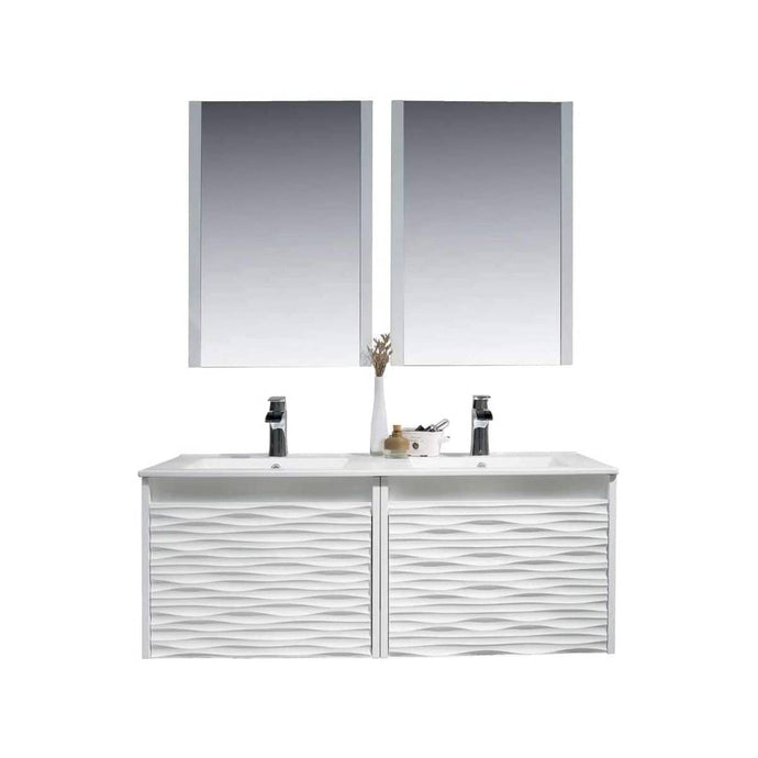 Blossom 008 48 01D C M Paris 48 Inch Vanity with Ceramic Double Sinks & Mirror - White