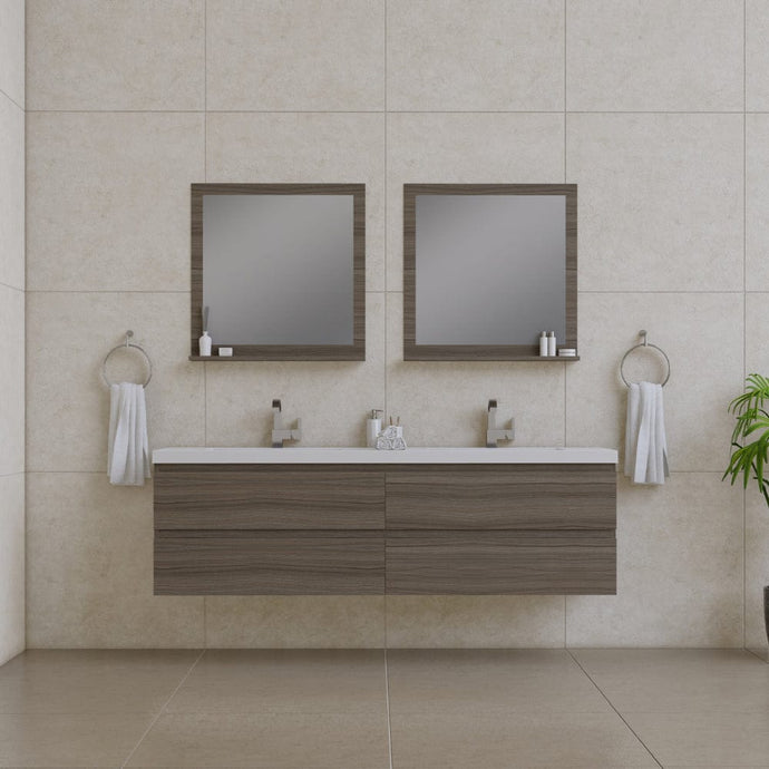 Alya Bath AB-MOF72D-G Paterno 72 inch Modern Wall Mounted Bathroom Vanity, Gray