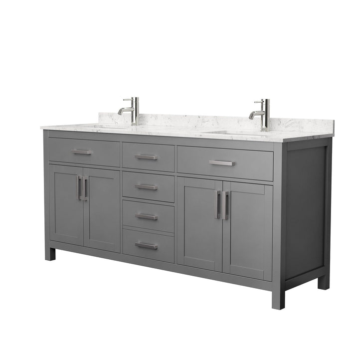 Wyndham Collection WCG242472DKGCCUNSMXX Beckett 72 Inch Double Bathroom Vanity in Dark Gray, Carrara Cultured Marble Countertop, Undermount Square Sinks, No Mirror