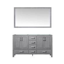 Load image into Gallery viewer, Lexora LJ342260DD00M58 Jacques 60&quot; Distressed Grey Double Vanity, no Top and 58&quot; Mirror