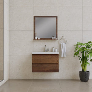 Alya Bath AB-MOF30-RW Paterno 30 inch Modern Wall Mounted Bathroom Vanity, Rosewood