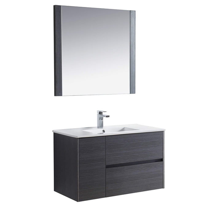 Blossom 016 36 16 C M Valencia 36 Inch Vanity with Ceramic Sink & Mirror - Silver Grey