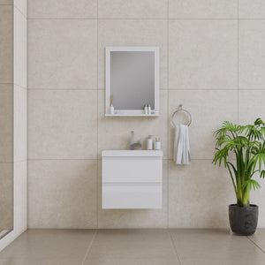 Alya Bath AB-MOF24-W Paterno 24 inch Modern Wall Mounted Bathroom Vanity, White